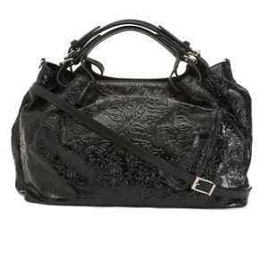 🖤🔹️ISADORA🔹️ Black Made In Italy Leather Embossed  Satchel